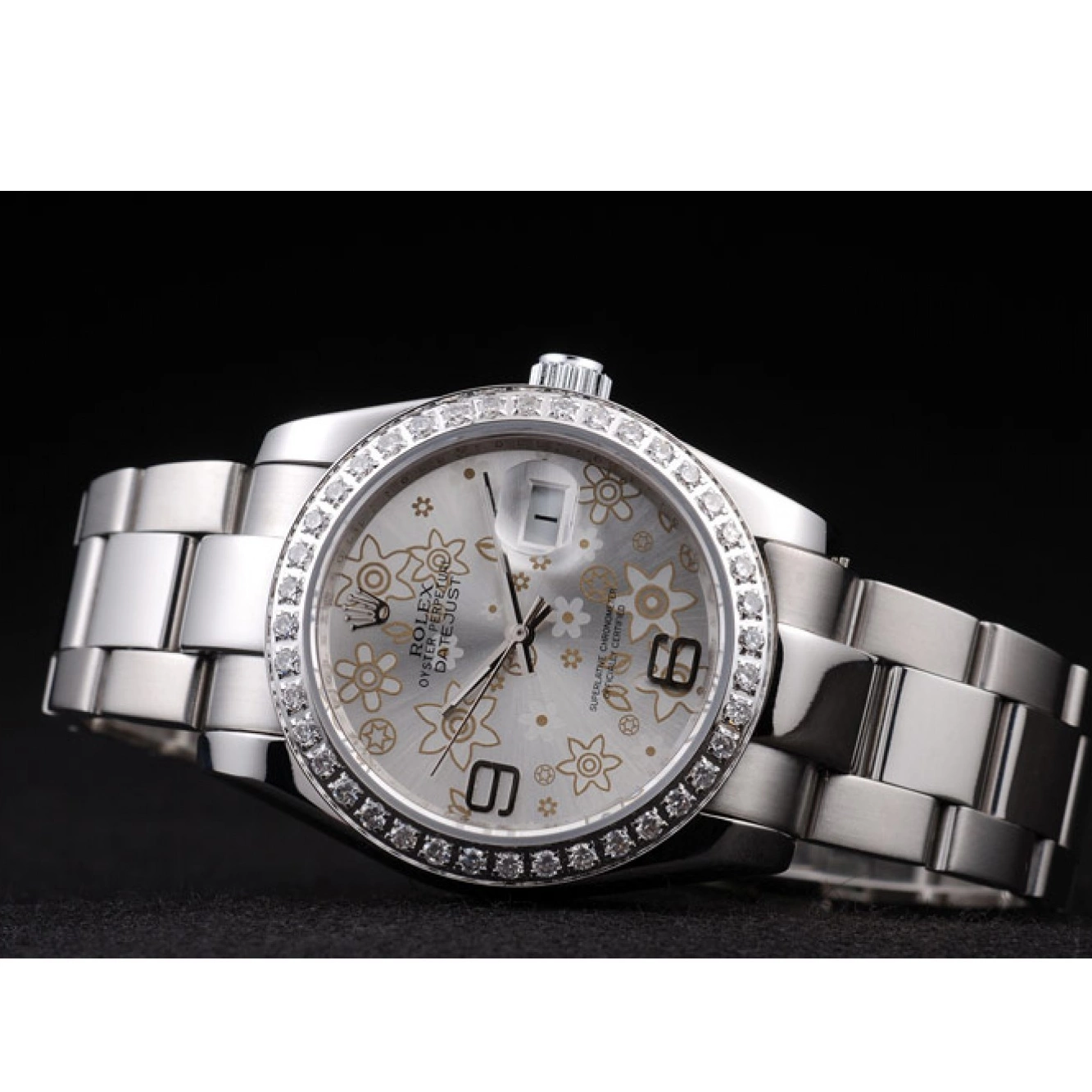AAA Replica Watches Diamond Silver Rolex Steel Flowers 98081 Dial Datejust Stainless Polished Plated 0807